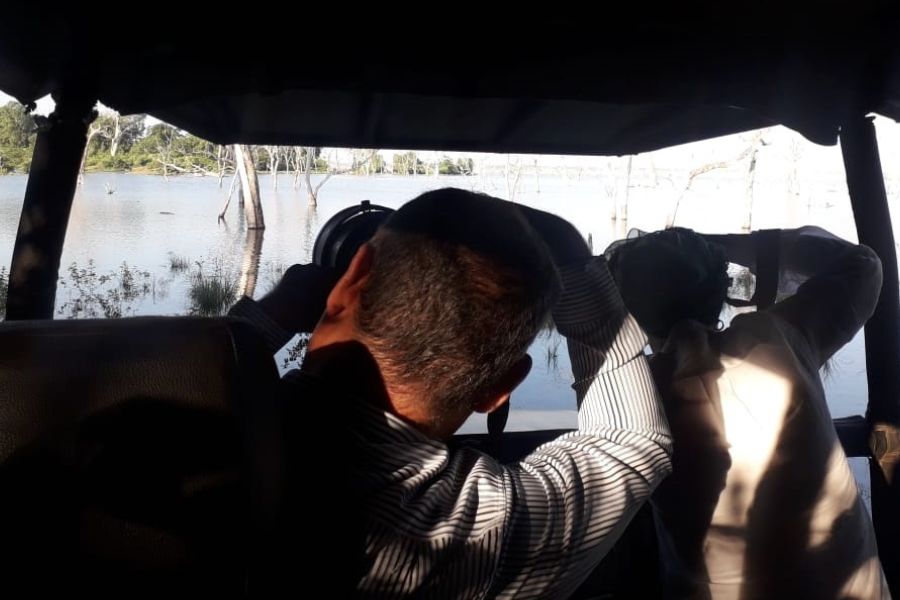 Capturing images during their safari at Funky leopard safari lodge Yala park in Sri Lanka 